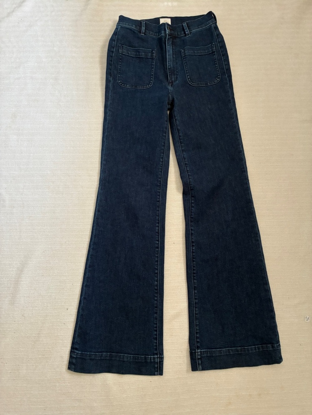 ANN MASHBURN Dark Blue Flare Wide-Leg Jeans